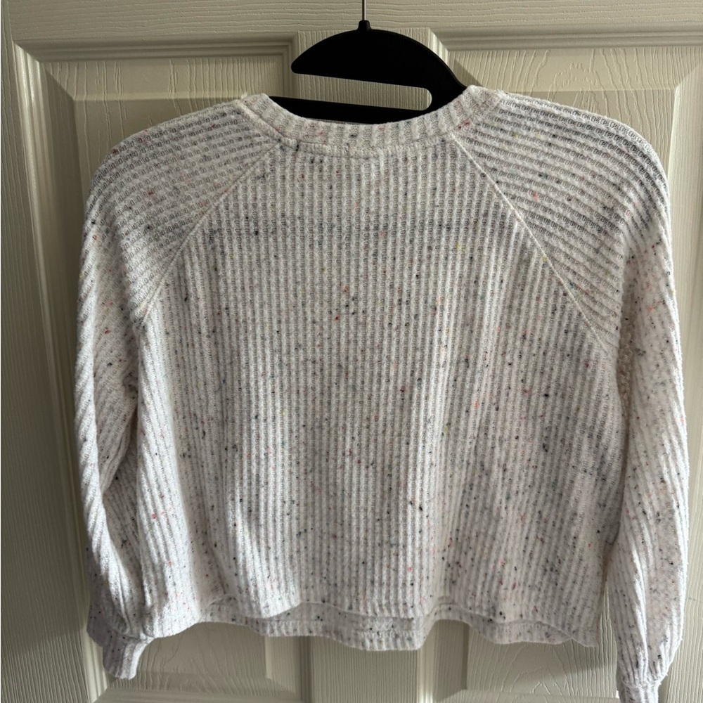 Old Navy Ribbed Long Sleeve Henley - Speckled White - Picture 2 of 2